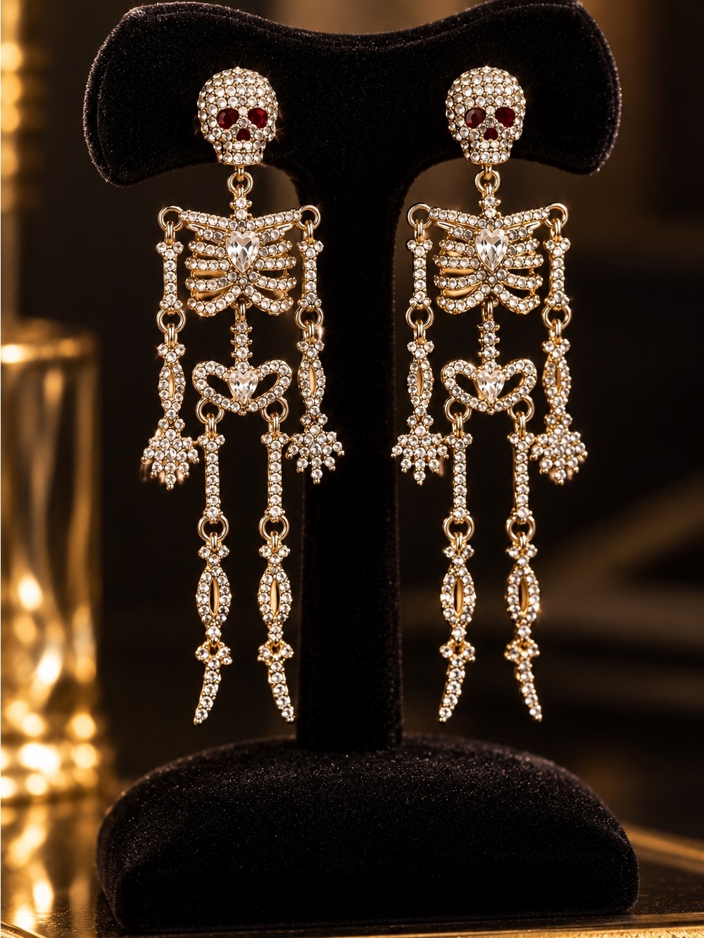 Crystal Skeleton Drop Earrings - Women Jewelry